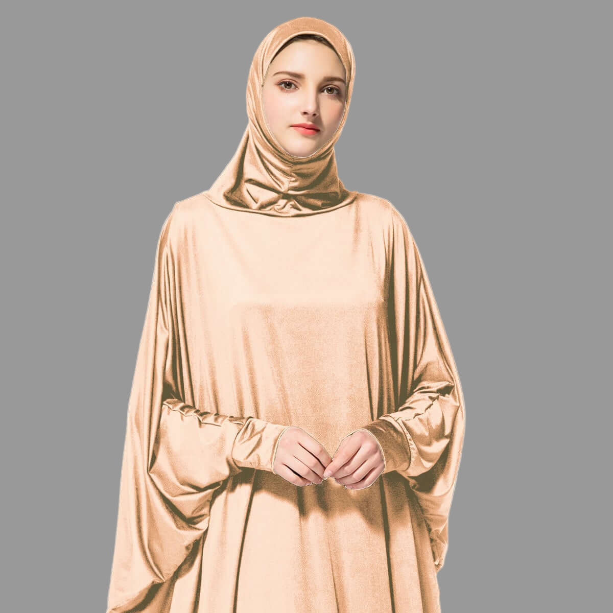 Hareer Laban Abaya | Luxury Milk Silk Abaya with Princess Design Apricot