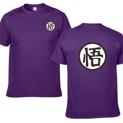 Unisex Anime Three-Quarter Sleeve T-Shirt UK Purple