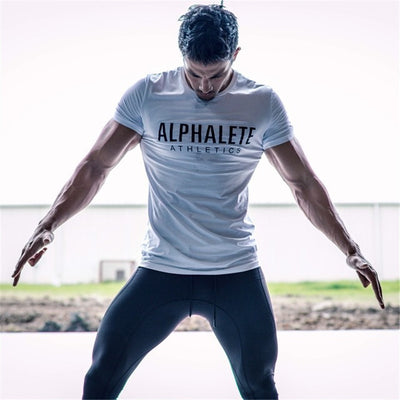 Men's Printed Alphalete Casual T-Shirt White