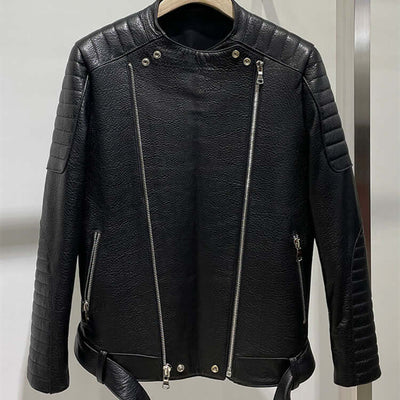 Men's Leather Jacket Sheep Bubble Black