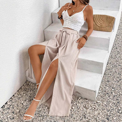 High Waist Wide Women's Slit Casual Pants