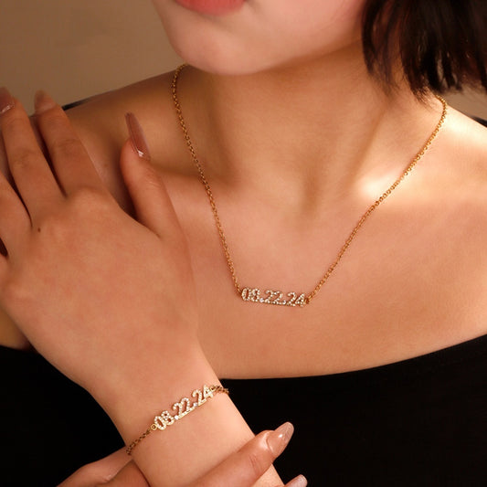 Stainless Steel Diamond Studded Digital Bracelet