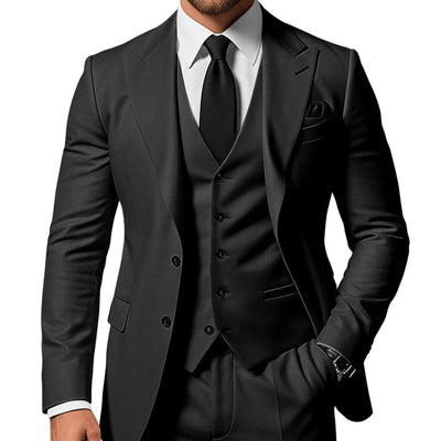 Mens Slim Fit Three Piece Acetate Suit UK Black