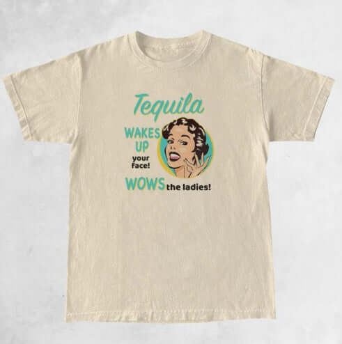 Tequila Retro Graphic T-Shirt UK | Youth Fashion T-Shirt Khaki3