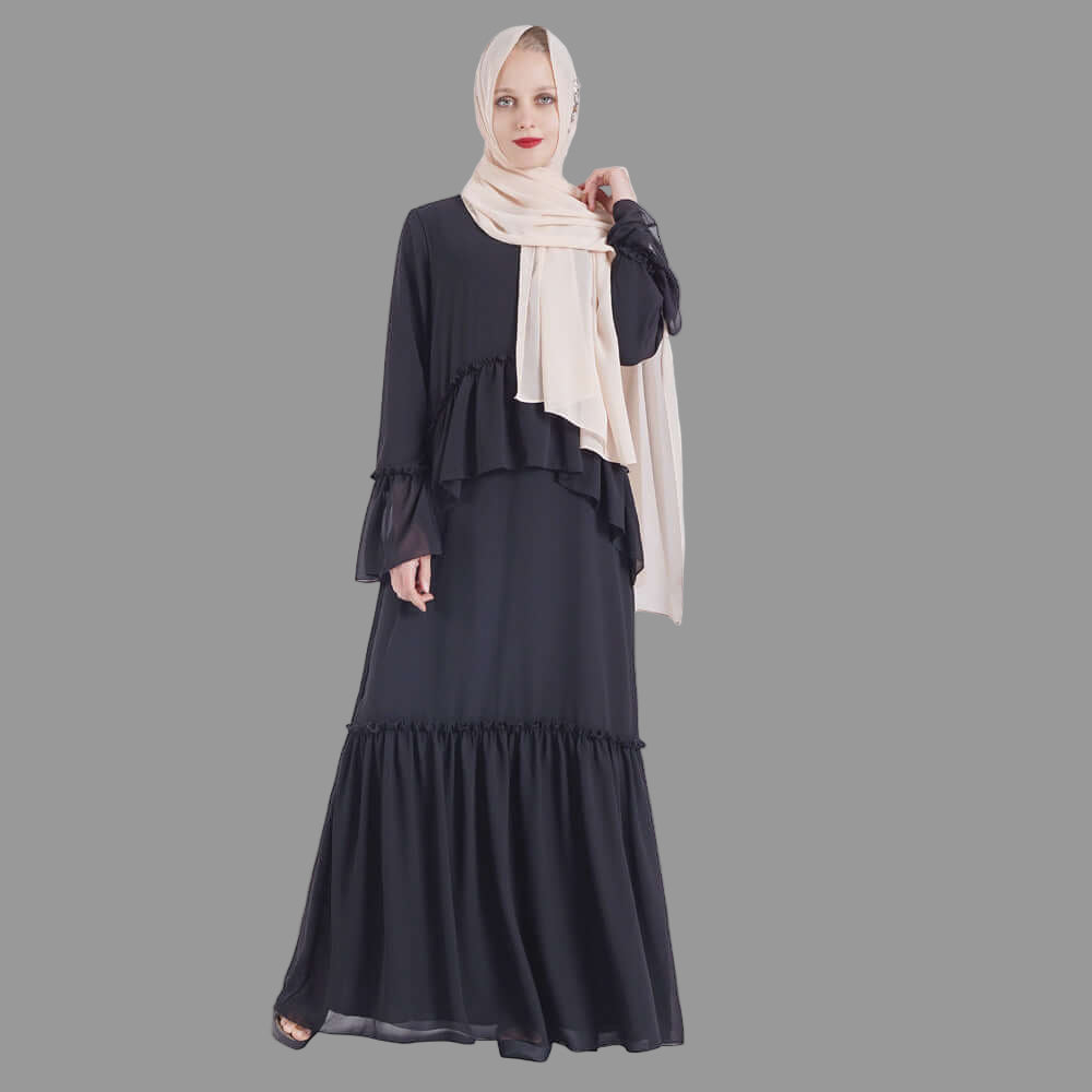 Zahra Pleated Abaya – Elegant Floral-Inspired Abaya