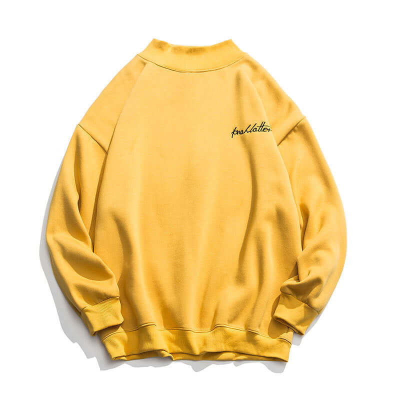 Half Turtleneck Cotton Loose Top Yellow