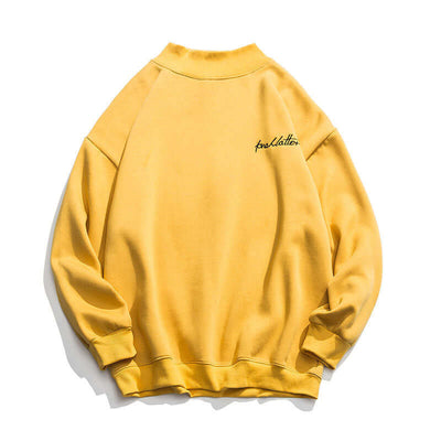 Half Turtleneck Cotton Loose Top Yellow