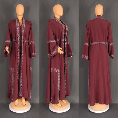 Tetreem Open Abaya - Stylish Front-Open Abaya Red