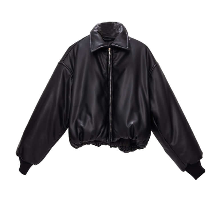 Short Drop Shoulder Leather Jacket Women UK