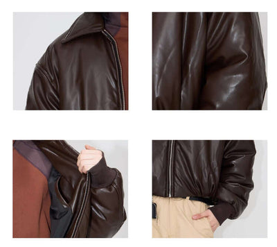 Short Drop Shoulder Leather Jacket Women UK