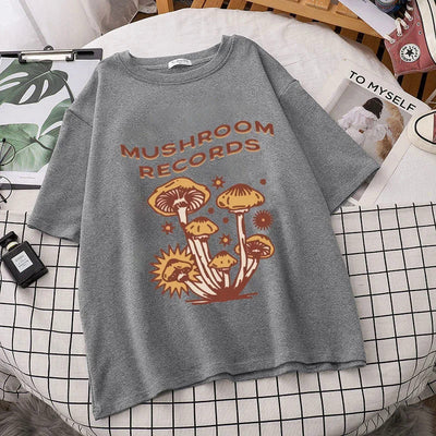 Women And Men's Retro T-shirts Light Gray