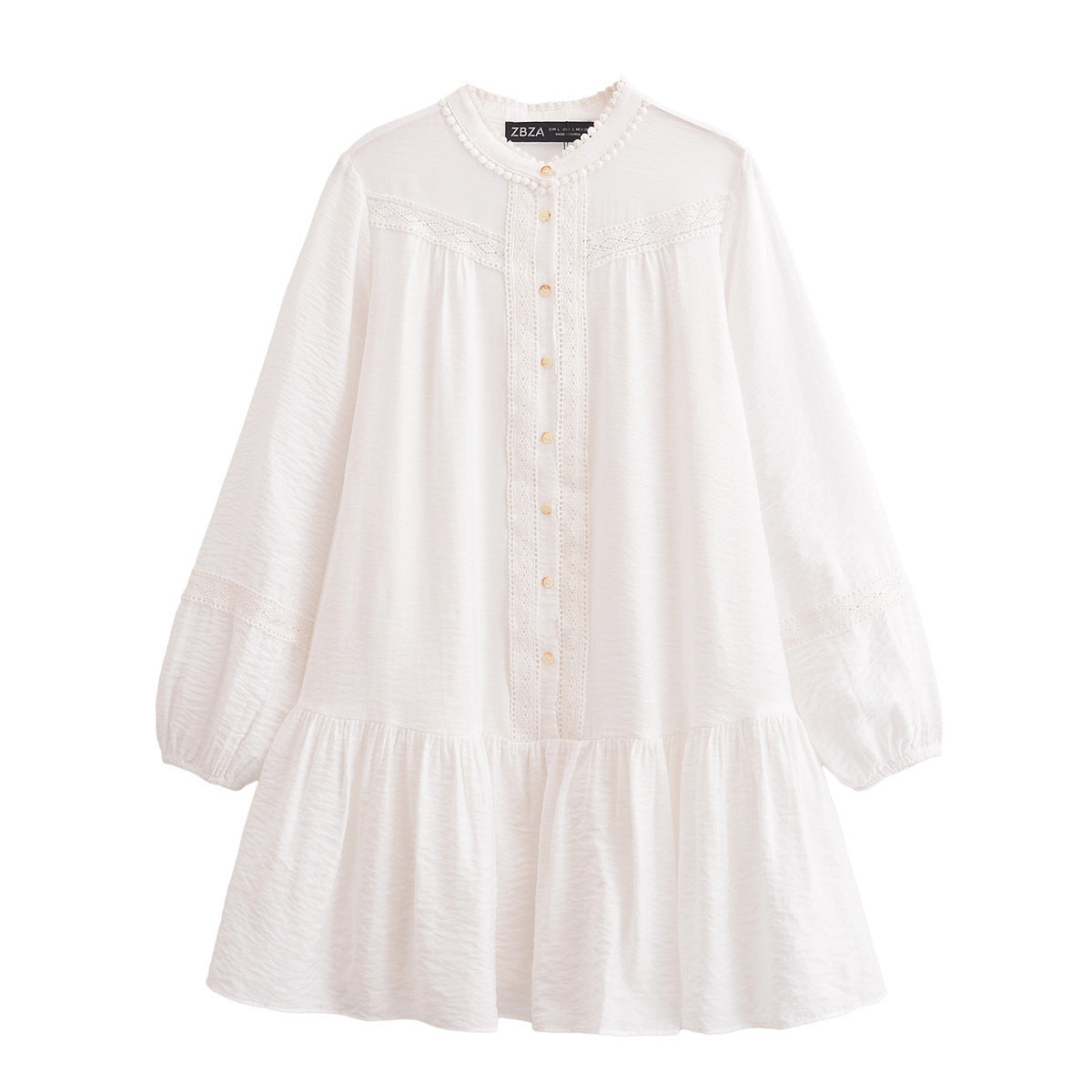 White shirt with long sleeves on a white background
