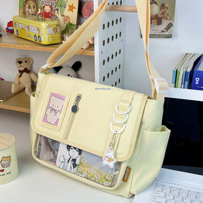 Canvas Crossbody Handbag | Soft Canvas Bag Yellow without pendant