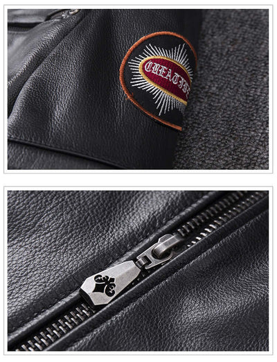 Mens Genuine Leather Skull Biker Jacket UK | Leather Jacket for Men