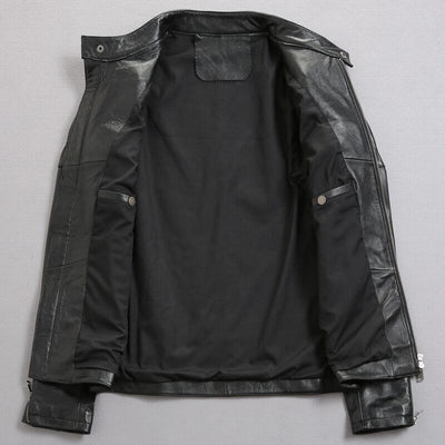 Men's Stand Collar Leather Jacket