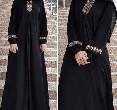 Nawal Abaya – Printed Plus Size Abaya Dress UK Black