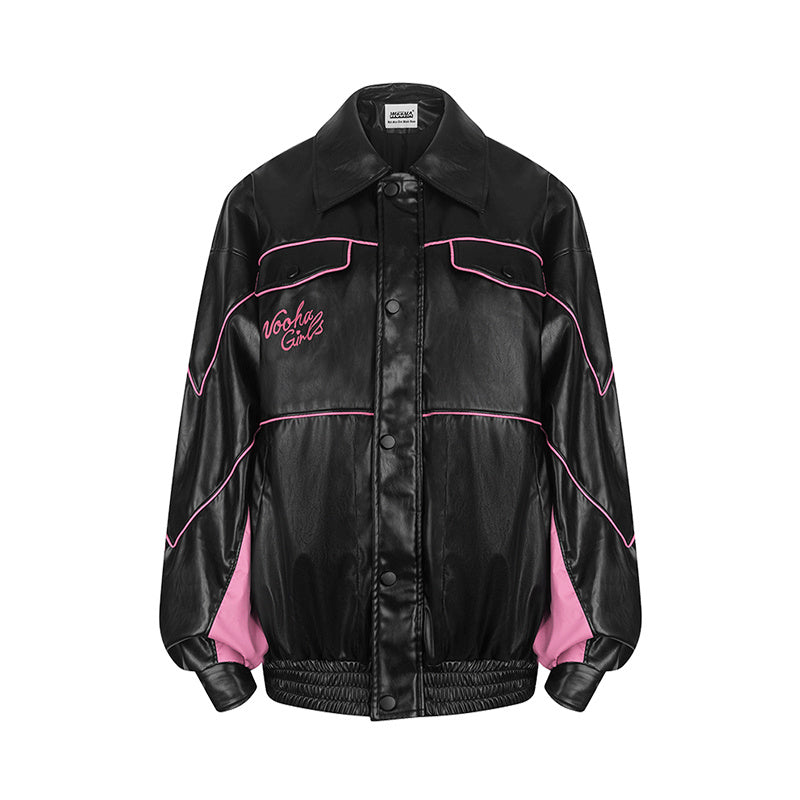 Women's Oversized Street-Style PU Jacket
