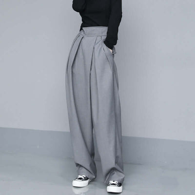 Draped Velcro trousers | Wide Leg Pants Grey