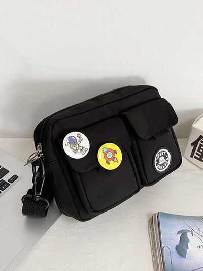 Street Style Messenger Crossbody Bag | Youth Attraction Pure Black