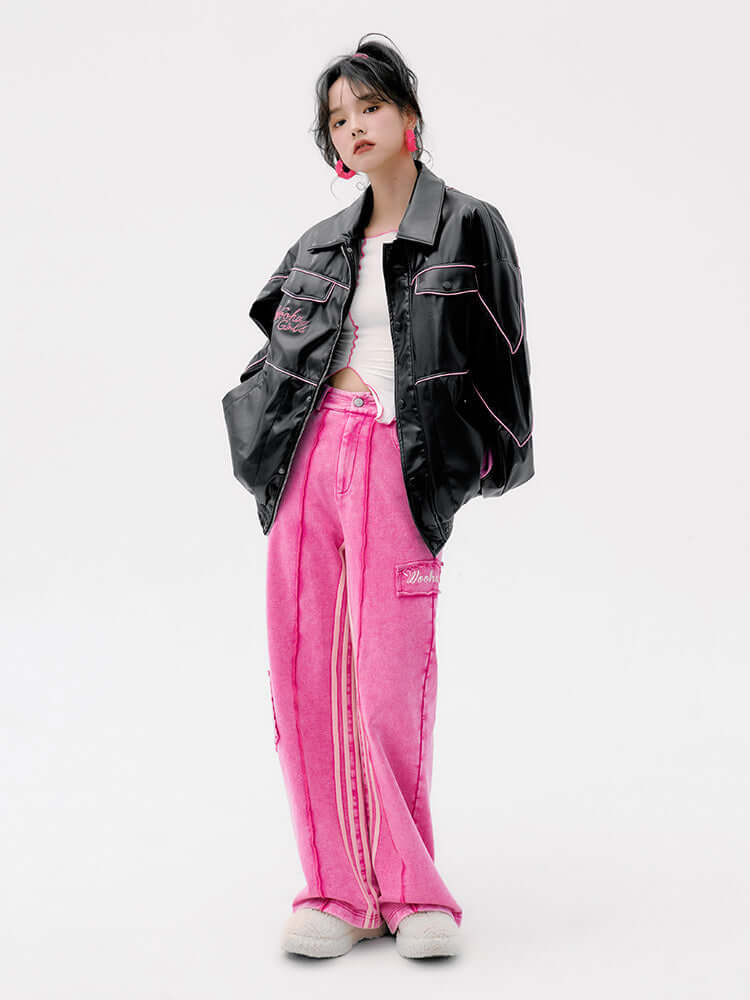 Women's Oversized Street-Style PU Jacket | Women's Leather Jacket