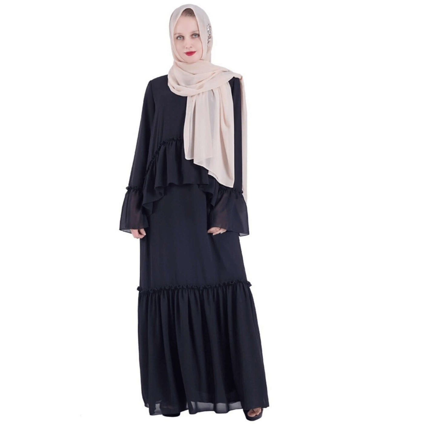 Zahra Pleated Abaya – Elegant Floral-Inspired Abaya