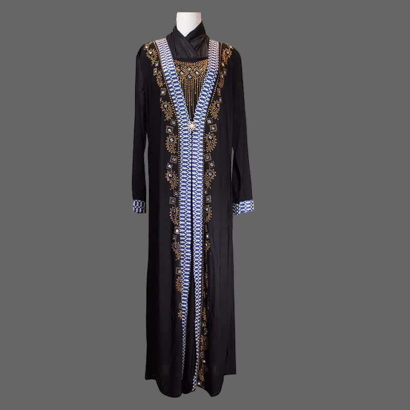 Hala Beaded Abaya | Luxury Dubai Style Abaya Blue