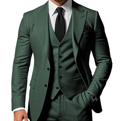 Mens Slim Fit Three Piece Acetate Suit UK F18 Dark Green