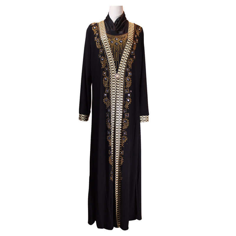 Hala Beaded Abaya | Luxury Dubai Style Abaya Gold