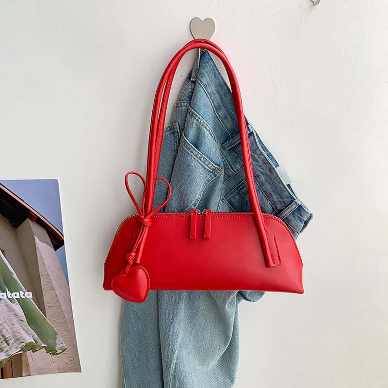 Simple Design Armpit Shoulder Bag Red