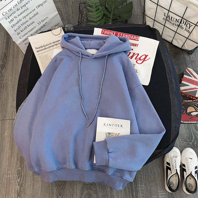 Women And Men's Solid Color Hoodie Blue