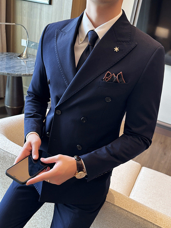 Double Breasted Business Slim Fit Suit for Men