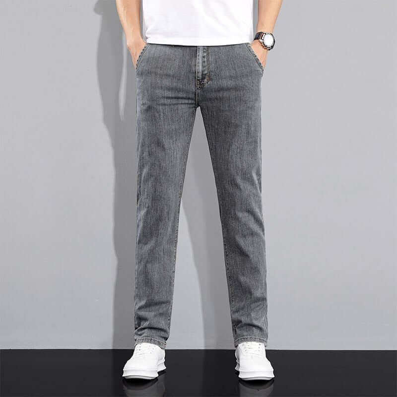 Men's Stretchable Slim Fit Jeans Trousers Gray