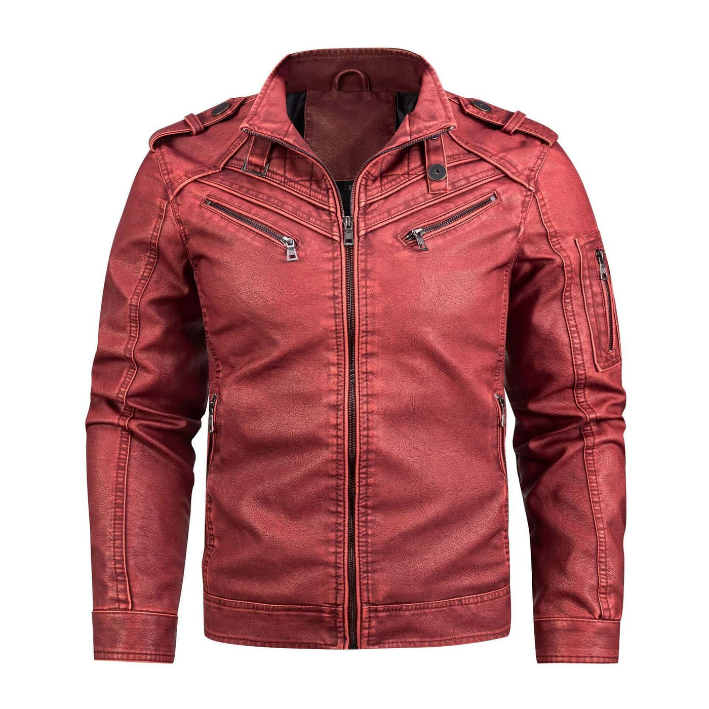 Urban Style PU Leather Jacket | Light Weight Dark Red