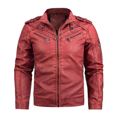Urban Style PU Leather Jacket | Light Weight Dark Red