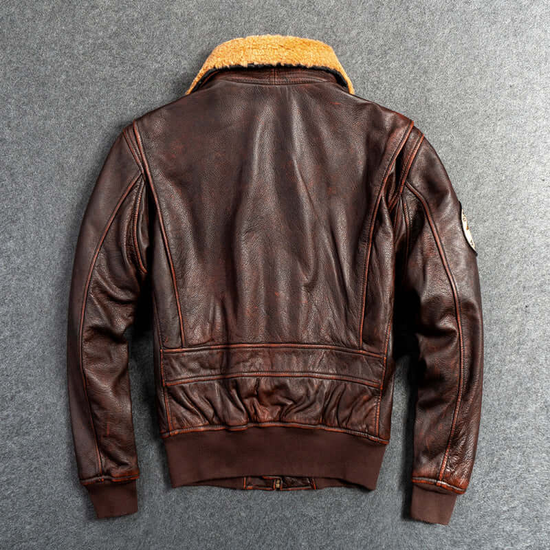 Men's Genuine Leather First Layer Leather Motorcycle Jacket