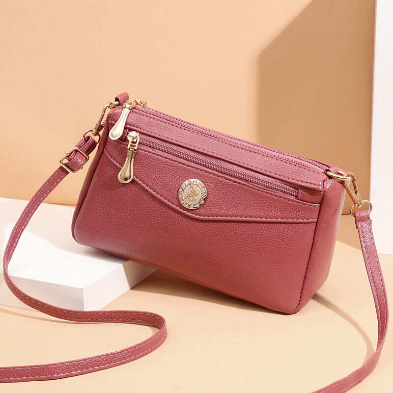 Women's Double-Zip Shoulder Bag Pink