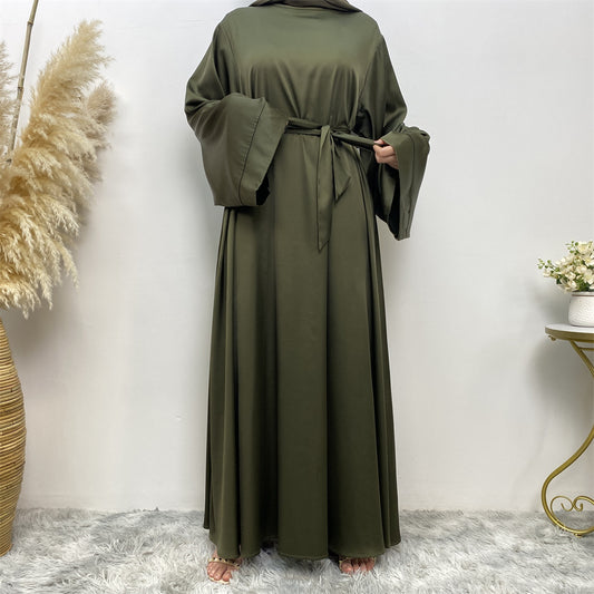 Women's Lace Up Satin Abaya