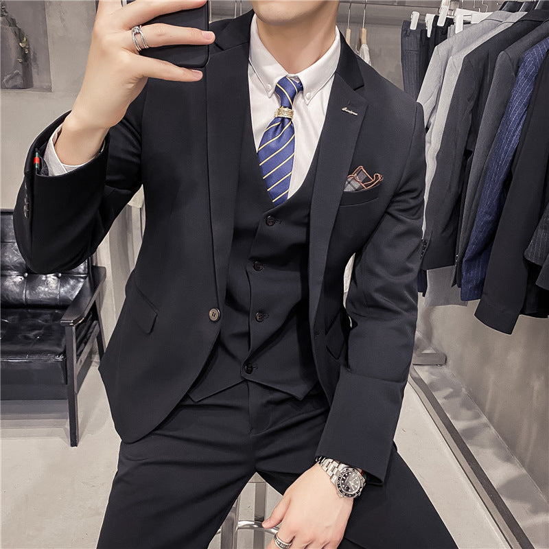 Classic Fit Three Piece Business Suit for Men