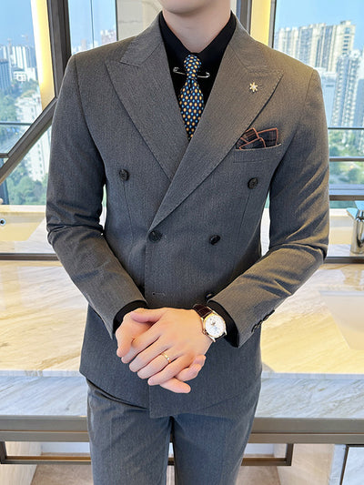 Double Breasted Business Slim Fit Suit for Men