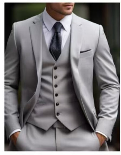 Men's Classic Fit Three Piece Suit Light Gray