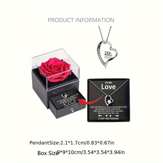 Cubic Zirconia Heart Necklace - 925 Sterling Silver Necklace