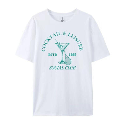 Cocktail Printed Cotton T-Shirt | Over Sized T-Shirt UK