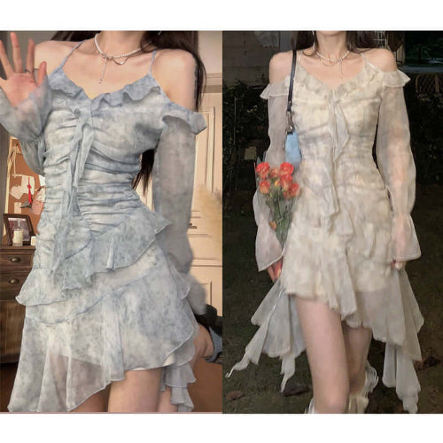 Ruffles Floral Fragments Dress