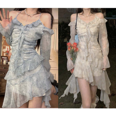 Ruffles Floral Fragments Dress