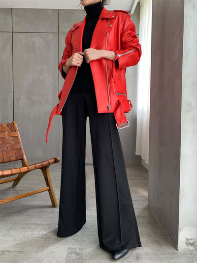 Women's Sheepskin Casual Jacket | Smooth Zipper Placket