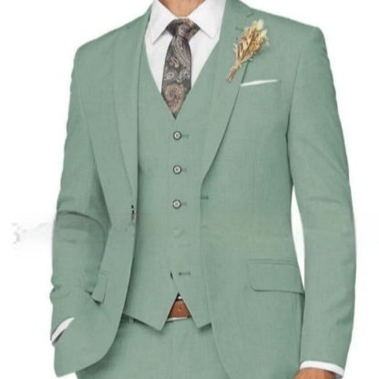 Men's Suit Set Three-piece Casual - Green