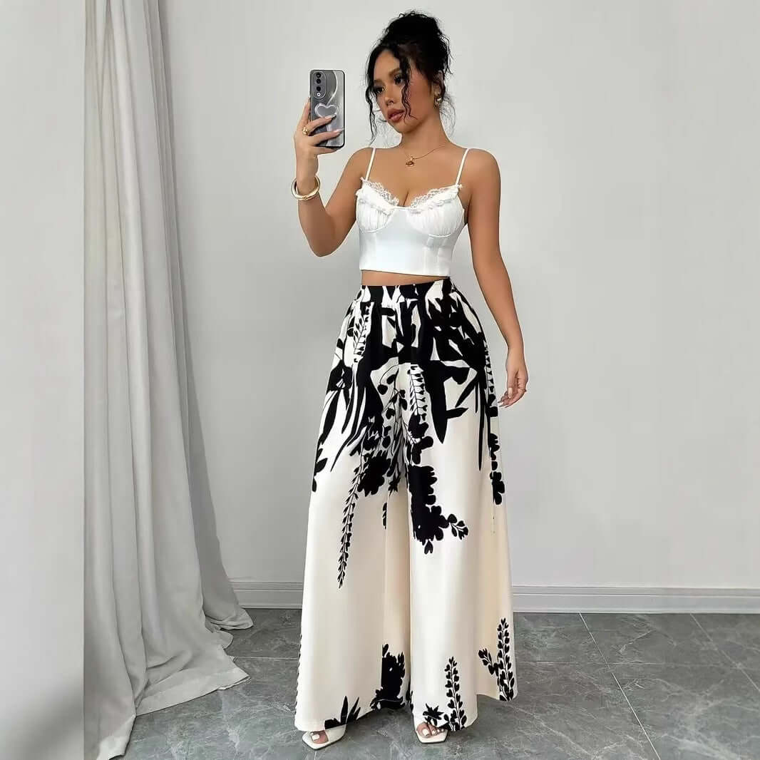 Printed Lace-up Women's Casual Pants