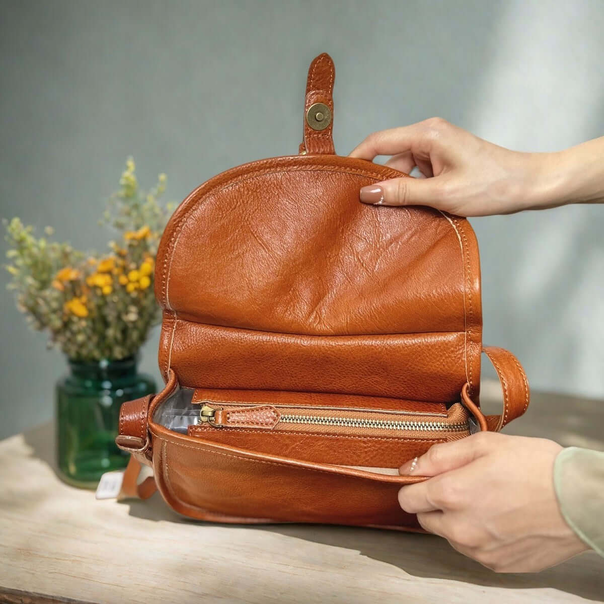 Genuine Leather Messenger Bag | Crossbody Shoulder Bag