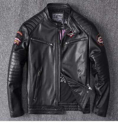 Mens Genuine Leather Skull Biker Jacket UK | Leather Jacket for Men