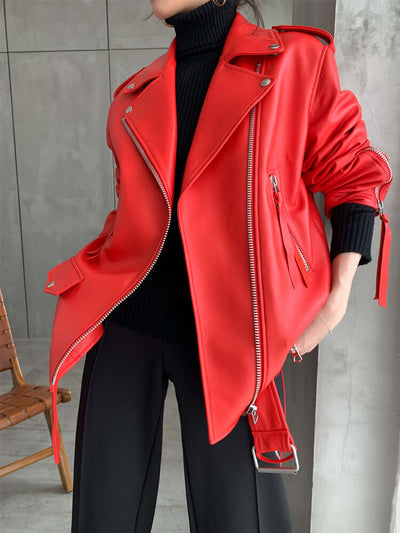 Women's Sheepskin Casual Jacket | Smooth Zipper Placket